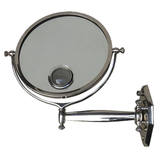 Art Deco French Nickel-Plated Illuminated Wall Mirror from Brot, 1920s For Sale
