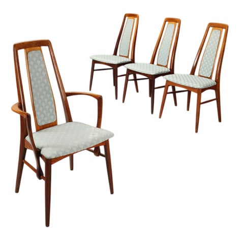 Vintage Upholstered Wood Chairs, Northern Europe, 1960s, Set of 4 For Sale