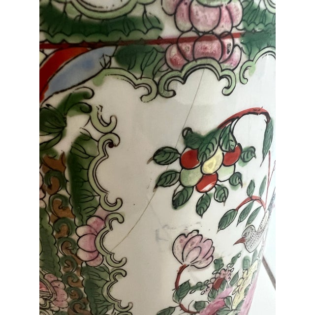 Rose Medallion Porcelain Umbrella Stand For Sale In Miami - Image 6 of 10