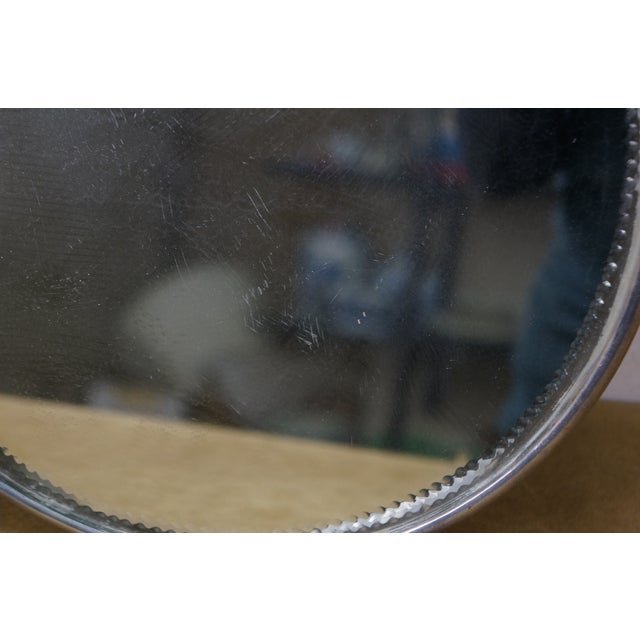 Antique Victorian Art Nouveau Round Plateau Mirror Dresser Bar Vanity Tray 13" For Sale - Image 9 of 11