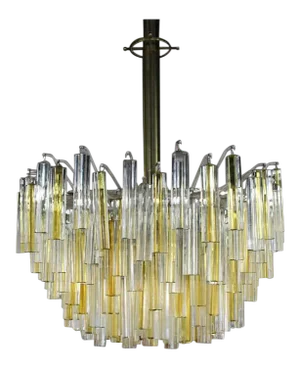 Large Two Tone Gold Yellow and Clear Camer Light Fixture