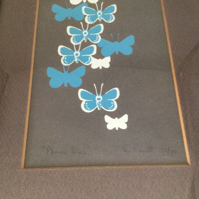 1970s “California White” and “Phenes Blue” Butterfly’s From the Atelier, San Francisco 1970s Screen Prints by H. Pruett-a Pair For Sale - Image 5 of 13