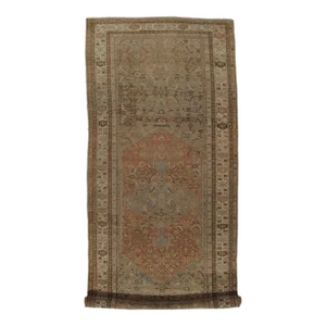 Antique Gallery-Size Bijar Runner, Handmade Oriental Rug, Taupe, Terracotta