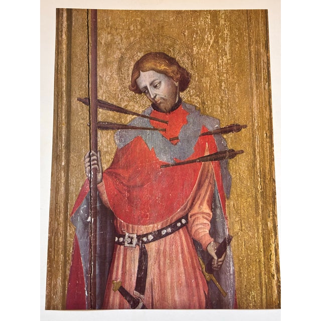 Ruby Red Saint Sebastian French Primitive Art Print 1958 Chromolithograph Religious Theme From 15th Century For Sale - Image 8 of 9