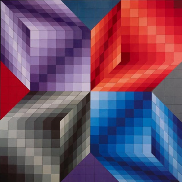 Victor Vasarely (1906-1997) Kub-Stri Heliogravure after a work by the artist On heavy paper, 41 x 41 cm (approx. 16 x 16...