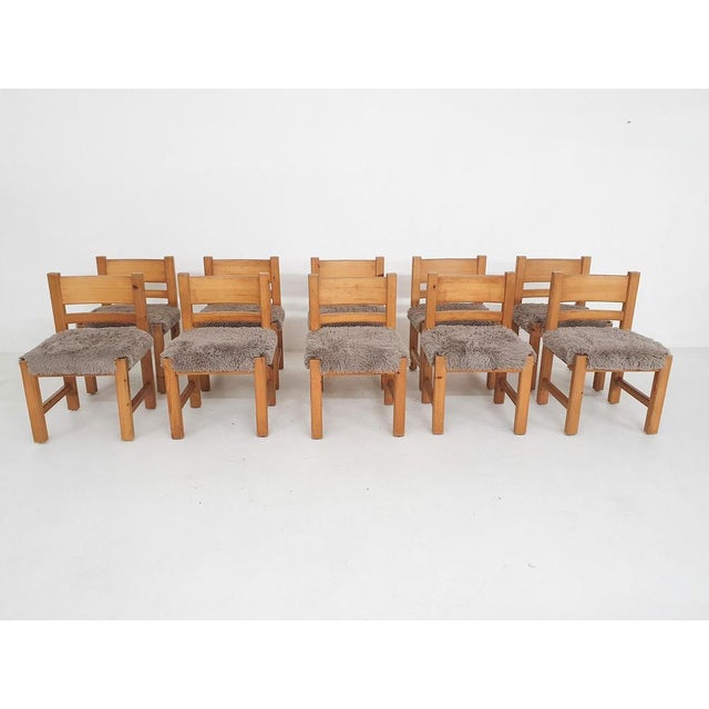 Beige Pinewood Dining Chair in the style of Ate Van Apeldoorn, the Netherlands, 1970s, Set of 10 For Sale - Image 8 of 13