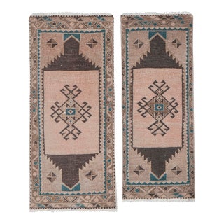 Vintage Turkish Oriental Matching Runner in Muted Colors - a Pair For Sale