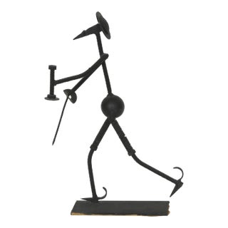 Don Quixote Walking, Unknown Artist Mixed Metal Sculpture With Hardware For Sale