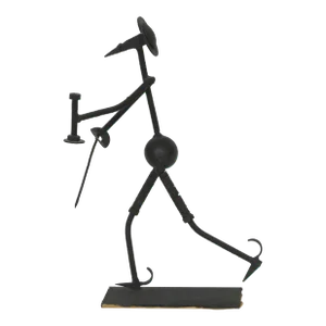Don Quixote Walking, Unknown Artist Mixed Metal Sculpture With Hardware