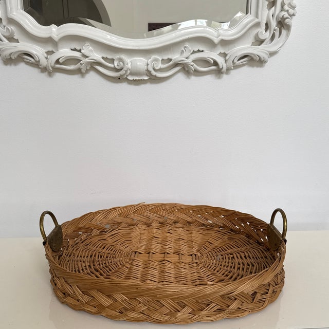 Metal 1990s Woven Basket Brass Handle For Sale - Image 7 of 7