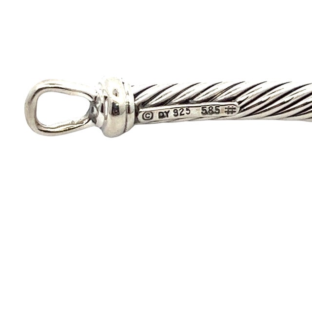 David Yurman 1990s David Yurman Authentic Estate Pearl Necklace 17" + Bracelet Set 7.5" Silver + 14k Gold, 2 Pieces For Sale - Image 4 of 16