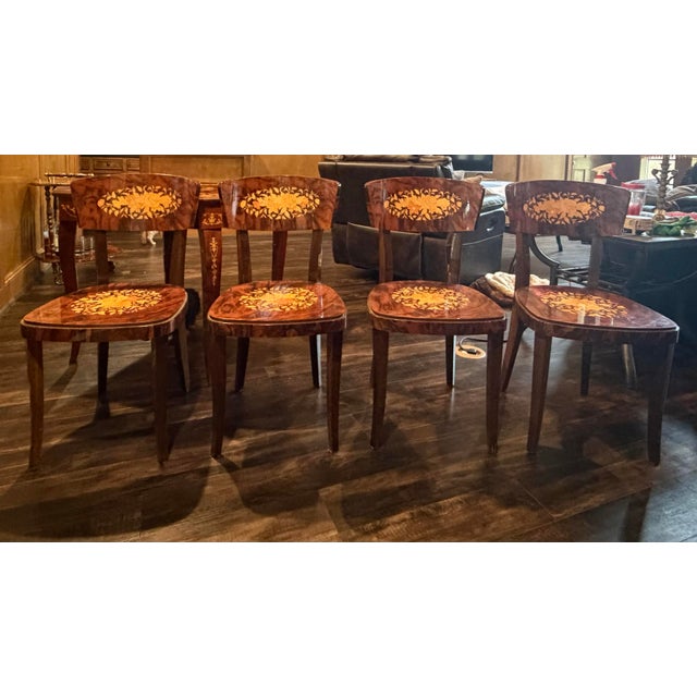 1980s Italian Inlaid Marquetry Multi-Game Table With Roulette & 4 Chairs For Sale - Image 11 of 12