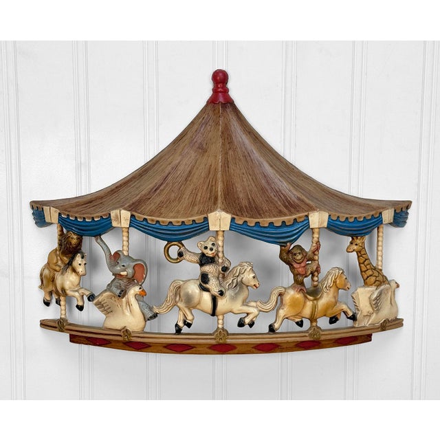 Mid-Century Modern Vintage 1979 Circus Animal Carousel Wall Hanging Sculpture - 22" For Sale - Image 3 of 10