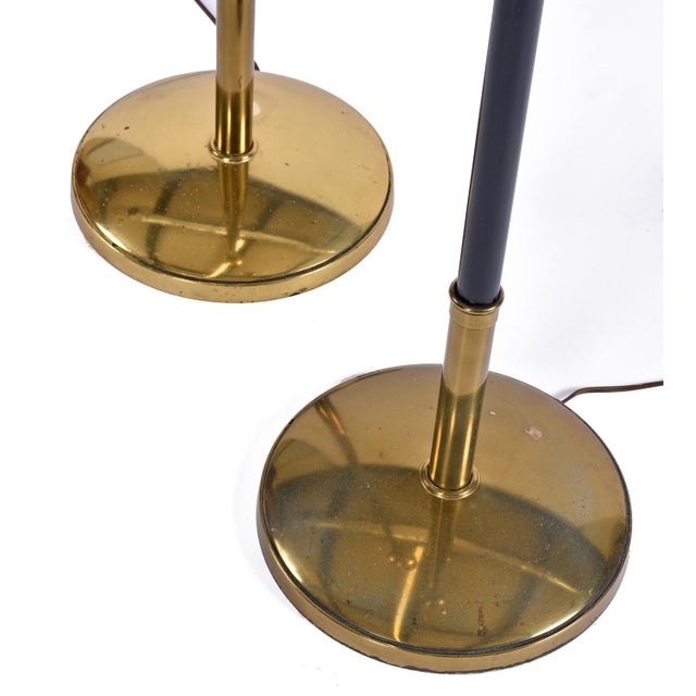 Pair of Art Deco Regency Greek Key Brass Chalice Stiffel Torchiere Floor Lamps Set For Sale - Image 11 of 13
