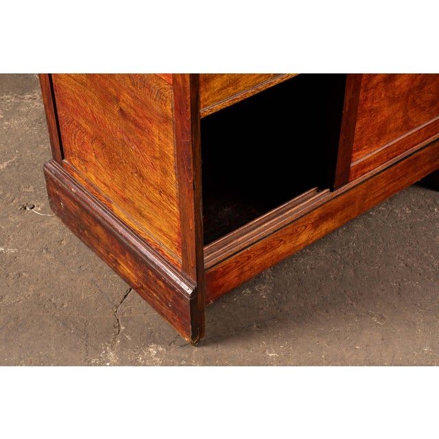 Antique Oak Barber Shop Display Cabinet For Sale - Image 10 of 13