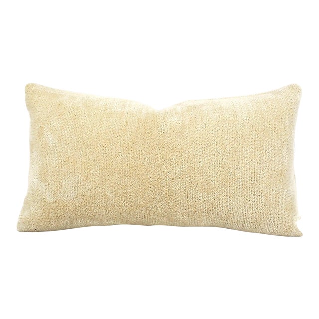 Chella Textiles Montecatini in Sand Dune Lumbar Cushion Cover - 11" X 20" - Light Tan - Cream - Heavy Textured Chenille Pillow Cover For Sale