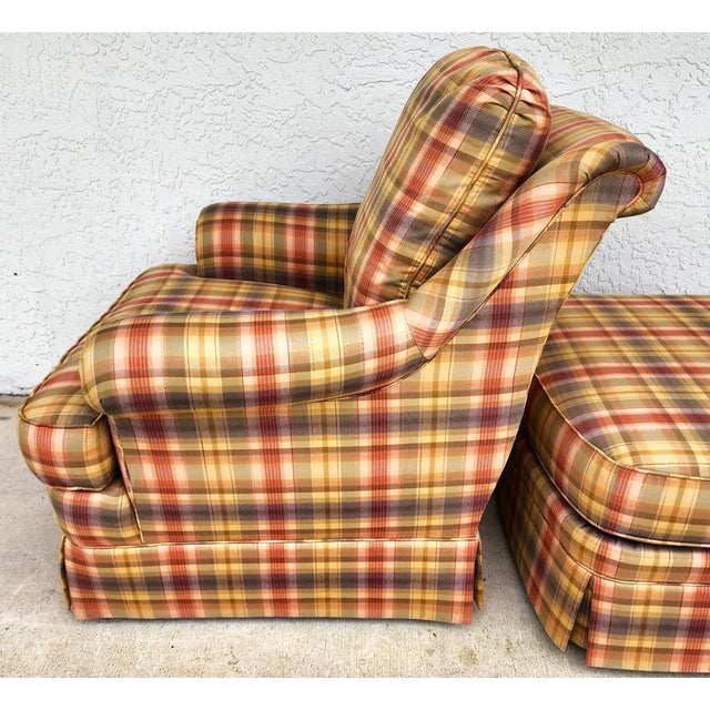 Brown Sherrill English Country Club Chair & Ottoman For Sale - Image 8 of 12