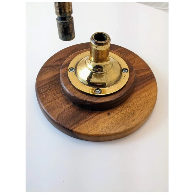 Vintage Brass Yacht Search Light: Nautical Decor With Walnut Base For Sale - Image 11 of 11