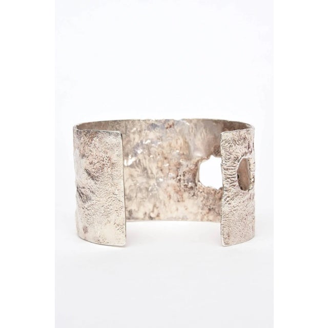 1980s Vintage Italian Sterling Silver Cut Out Cuff Bracelet Signed 80's For Sale - Image 5 of 10