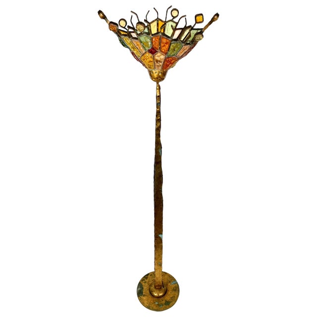 Art Glass Brutalist Iron Floor Lamp by Albano Poli for Poliarte, Italy ,1970s For Sale - Image 13 of 13