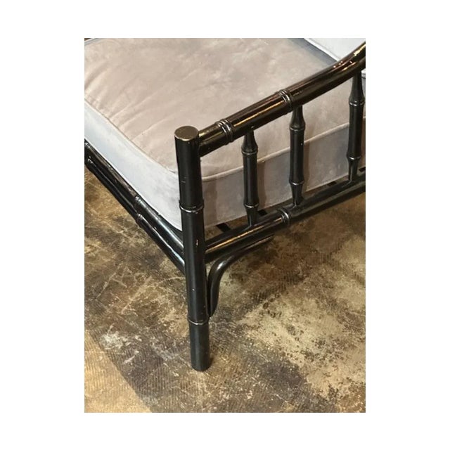Mid-Century Modern Pair of Mid-Century Black Lacquered Bamboo Armchairs For Sale - Image 3 of 5