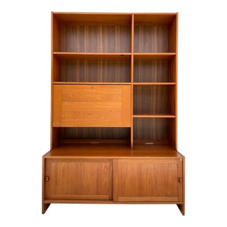 Danish Modern Domino Mobler 2-PieceTeak Secretary Display Cabinet For Sale