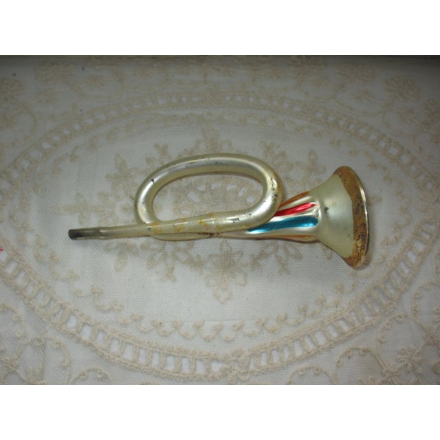 Traditional Vintage German Christmas Huge Hand Blown Glass French Horn Ornament 8" For Sale - Image 3 of 3
