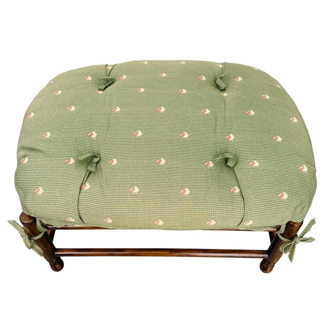 Late 20th Century Custom-Made Country French Ladderback Armchair and Ottoman Set by Calico Corners For Sale - Image 17 of 18