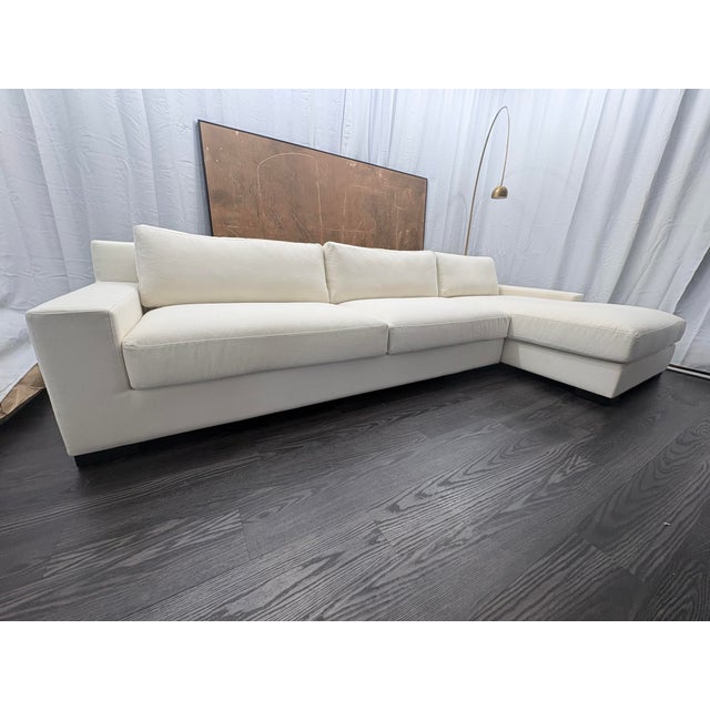 RH Modena Track Arm Right-Arm Chaise Sectional Performance Linen Weave | Natural | Beautiful Staging Condition Retail:...