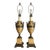 Pair of Italian Neoclassical Urn Style Table Lamps Bronze Harpies on Faux Marble For Sale