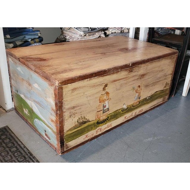 19thc Original paint decorated blanket box with dovetailed construction in very good condition.This trunk has a date of...