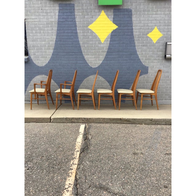 Tan 1960's Mid-Century Modern Solid Teak Dining Set, 2 Leaves With 6 Chairs For Sale - Image 8 of 12