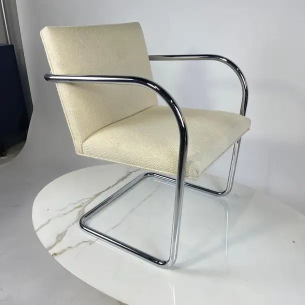 Mid-Century Modern Mies Van Der Rohe for Knoll Modernist Brno Chair in Knoll Cato Upholstery For Sale - Image 3 of 12