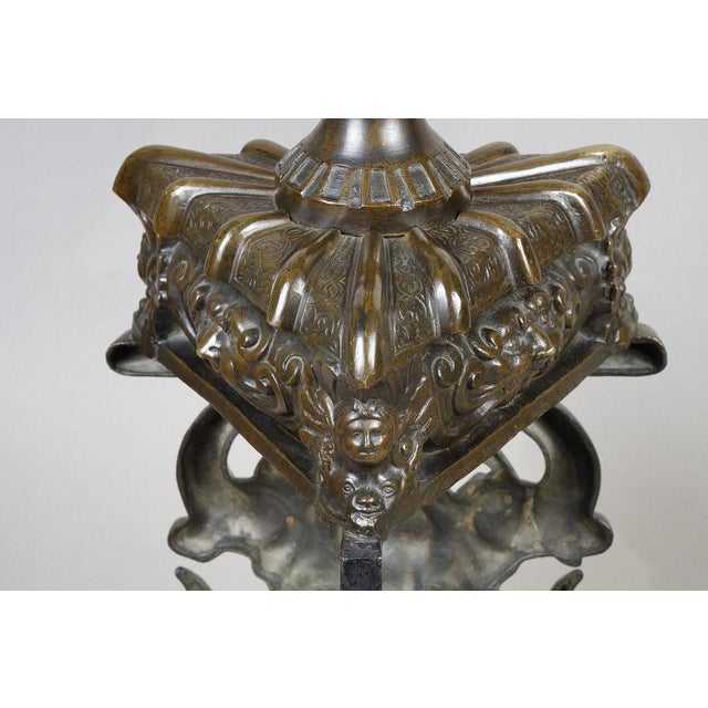 Large Renaissance Style Andirons in Patinated Bronze, 1880S, Set of 2 For Sale - Image 18 of 18