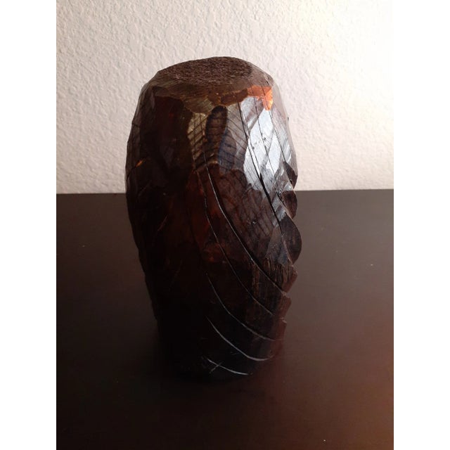 1980s Hand Carved Wooden Face Sculpture For Sale In Dallas - Image 6 of 7