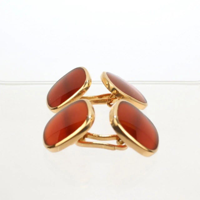 Vintage Austrian Edwardian 14 Karat Gold and Carnelian Cufflinks - 2 Pieces For Sale - Image 11 of 12