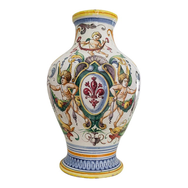 Italian Majolica Vase With Grotesque Raphaellesco Renaissance Chimeras For Sale