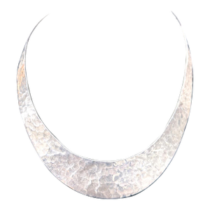 1970s Mexican Hand Hammered Silver Torc Collar Necklace