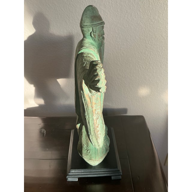 Austin Productions Japanese Noh Dancer Sculpture in Verdigris Finish, Circa 1981 For Sale In Dallas - Image 6 of 12