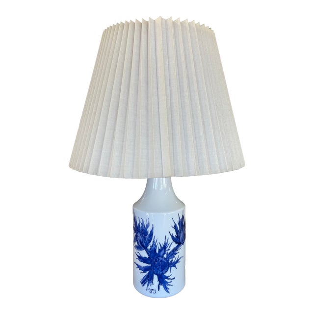 1960s Mid-Century Modern Hand-Painted Thistle Lamp Royal Copenhagen Aluminia, Denmark For Sale