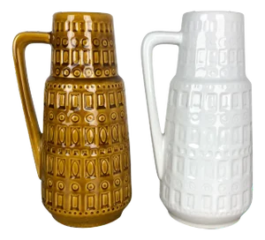 Vintage Pottery Fat Lava Glazed Vases by Scheurich, Germany, 1970s, Set of 2