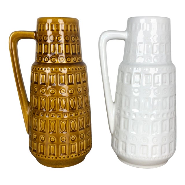 Vintage Pottery Fat Lava Glazed Vases from Scheurich, Germany, 1970s, Set of 2 For Sale