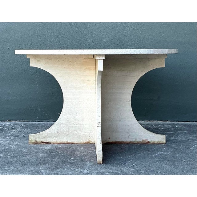 Vintage Boho Travertine Center Hall Table For Sale - Image 9 of 11