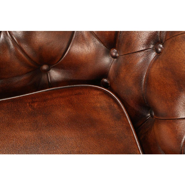 Chesterfield Style Brown Leather Sofa For Sale - Image 14 of 18