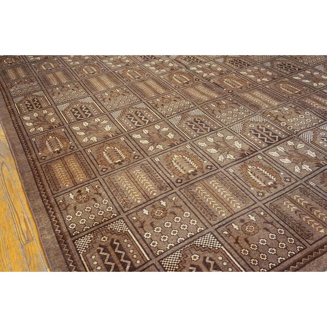 Mid 20th Century 1940s Brown Garden Antique Persian Tabriz Rug 10'0" X 13'0" Handknotted Wool Carpet For Sale - Image 5 of 6