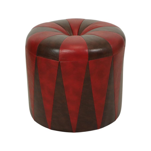 Vintage Round Pouf in Two-Tone Skai, 1960s For Sale - Image 12 of 12