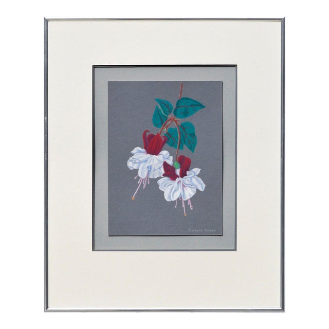 Vintage Red and White Fuchsia by Barbara Gibson For Sale