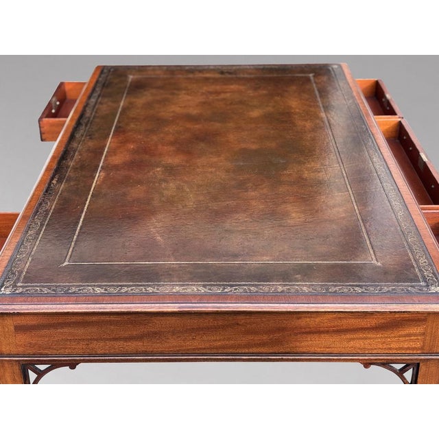 Large Vintage George III Style Writing Table in Mahogany by William Tillman, 1960 For Sale - Image 4 of 12