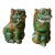 Mid Century Petite Green Glazed Bisque Foo Dogs, a Pair For Sale
