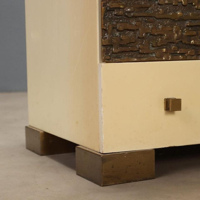 Wood Vintage Chest of Drawers in Lacquered Wood and Brass, 1970s For Sale - Image 7 of 10
